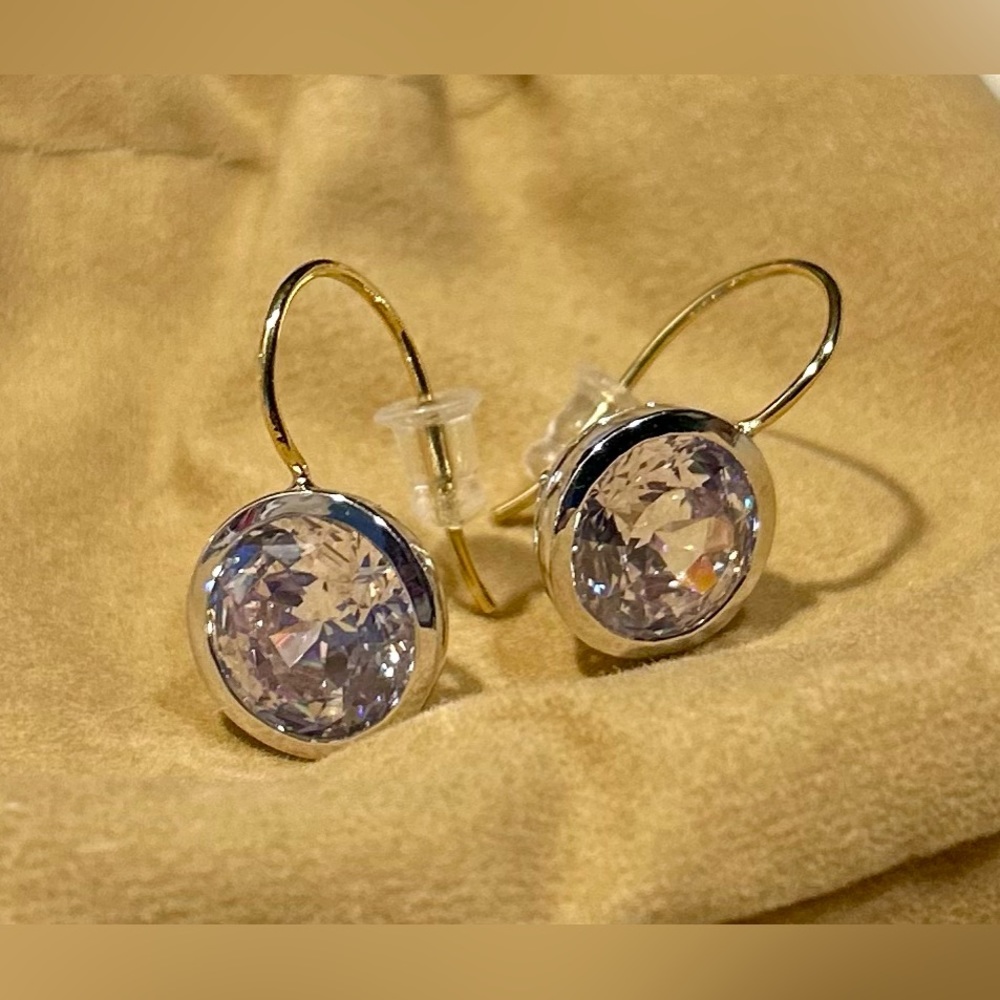 NWT Diamonique x Jennifer Miller 100 Facet Round Earrings, 8.00 ct Silver/Yellow